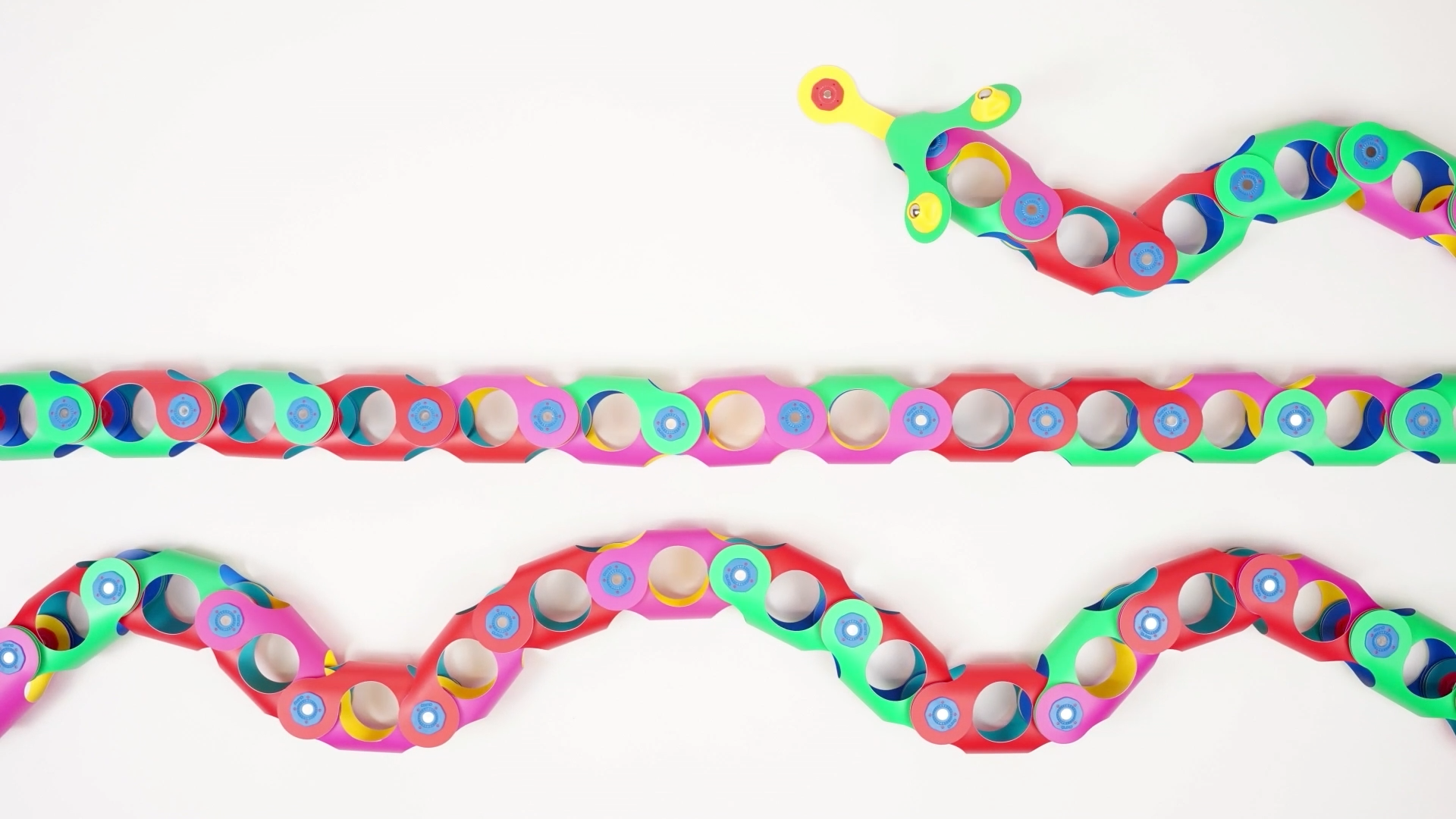 A long snake created by Clixo, occupies the entire screen width