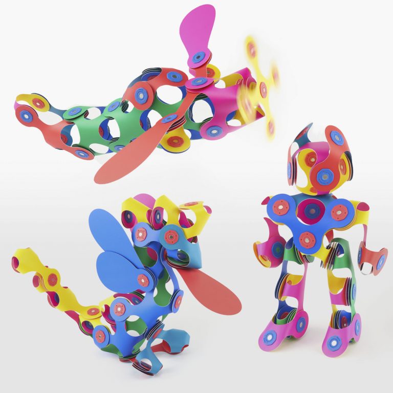 Clixo Super Rainbow Pack with various colorful magnetic toy structures showcasing 60 pieces.