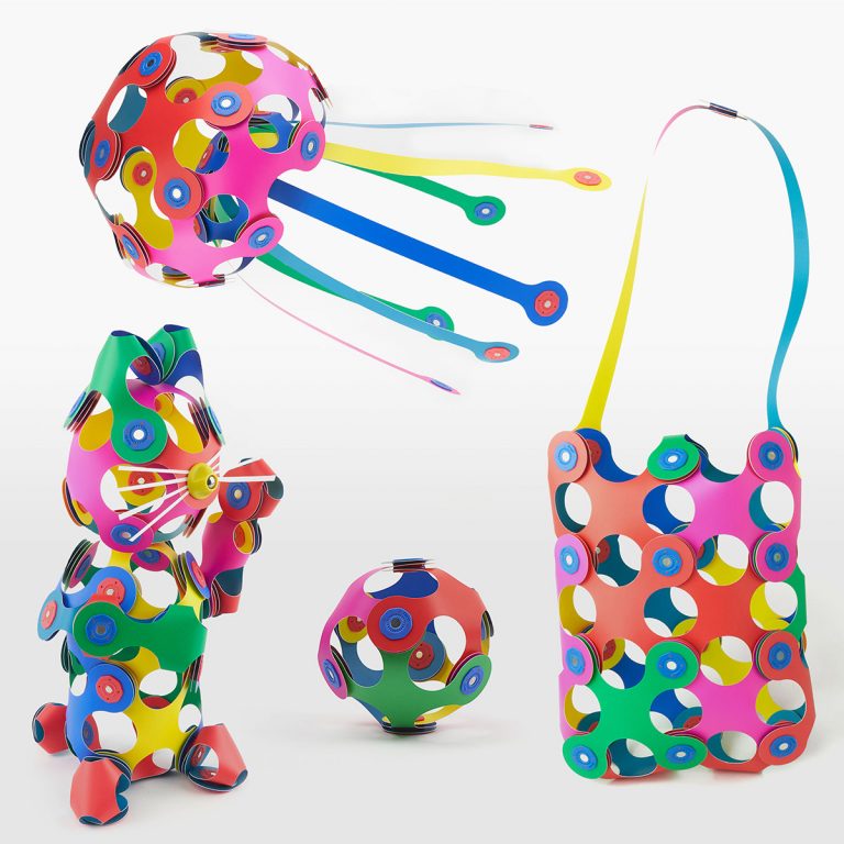 Clixo Super Rainbow Pack with various colorful magnetic toy structures showcasing 60 pieces.
