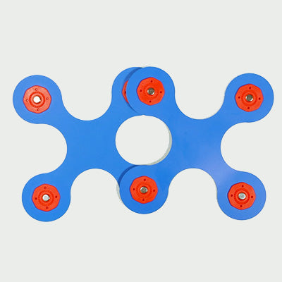 Colorful Clixo magnetic pieces arranged in various shapes to demonstrate flexibility.