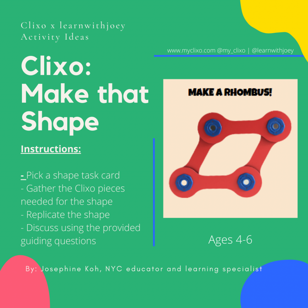 Clixo x learnwithjoey Math Activity Make That Shape